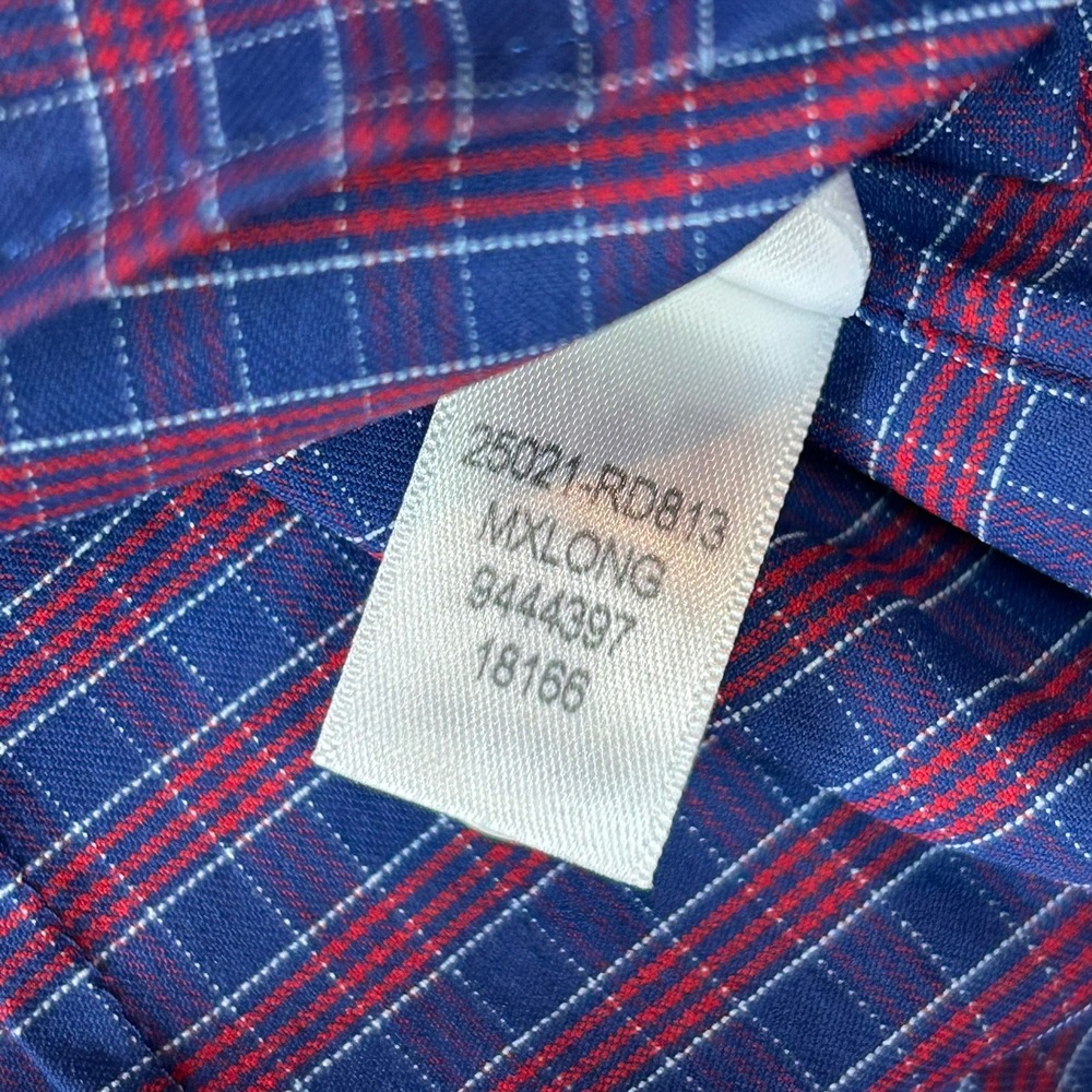 Bonobos Button Down Tailored Fit Plaid Mens M Long Blue Red - Picture 7 of 9